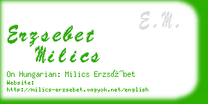erzsebet milics business card